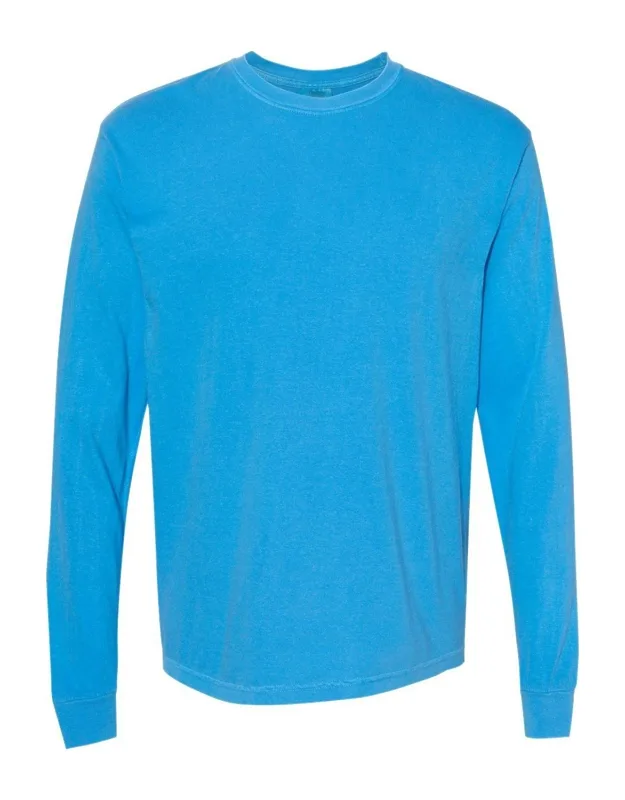 Garment-dyed Heavyweight Long Sleeve T-shirt With Relaxed Fit And Rib Cuffs