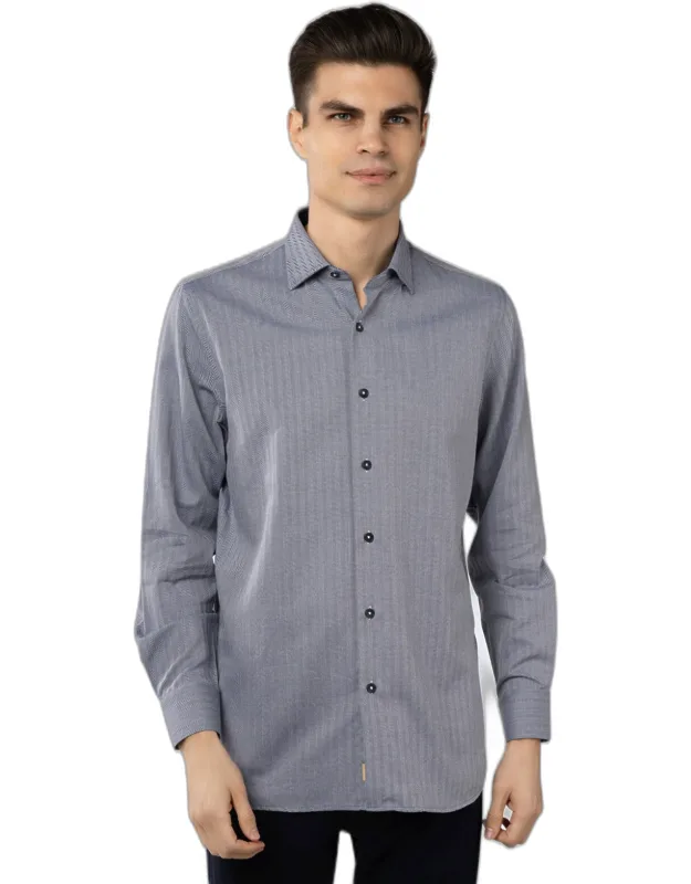 _self Stripe Jacquard Shirt, Upscale Statement Piece, Long Sleeves, Button-down Design, Modern Fit, Intriguing Pattern, Elegant And Tasteful Look_