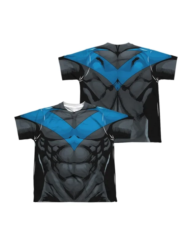 Batman Nightwing Uniform (front/back Print) Short Sleeve Poly Crew Tee / T-shirt - Stylish Everyday Wear