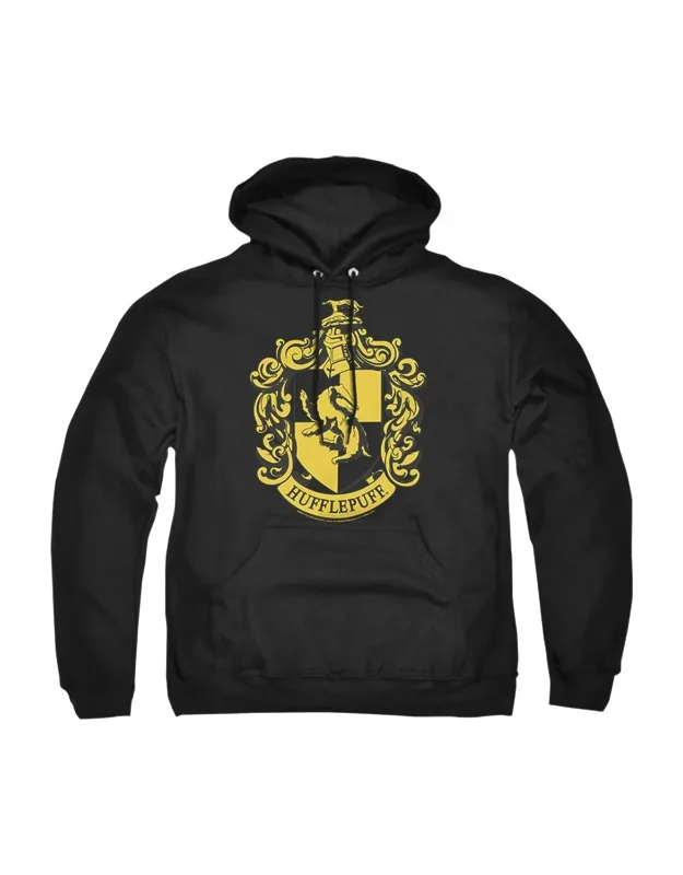 Harry Potter Hufflepuff Crest Adult Pull Over Hoodie - Stylish & Guaranteed Authentic