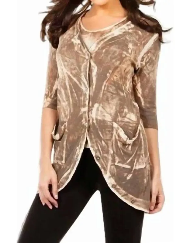 Bleach Linen Buttoned-back Long Cardigan