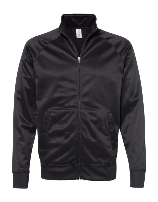 Lightweight Poly-tech Full-zip Track Jacket With Media Pocket And Coil Kissing Zipper