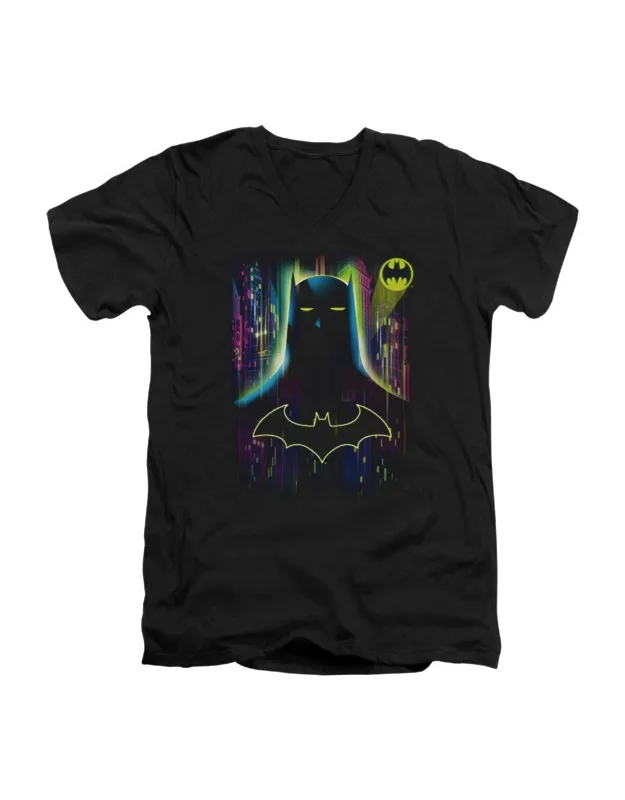 Batman Knight Lights Short Sleeve V Neck Premium Cotton T-shirt