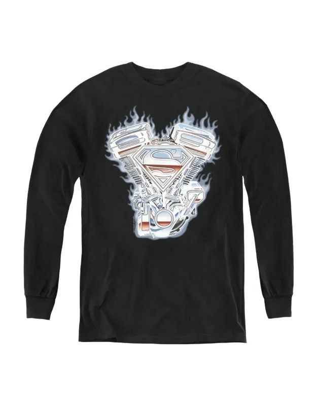 Superman V Twin Logo Long Sleeve Tee