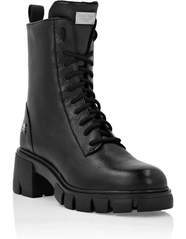 Leather Low Flat Boots