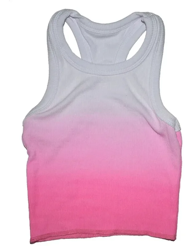 Flowers By Zoe Rib 2x2 Tank - Ombre Design, Racerback Top