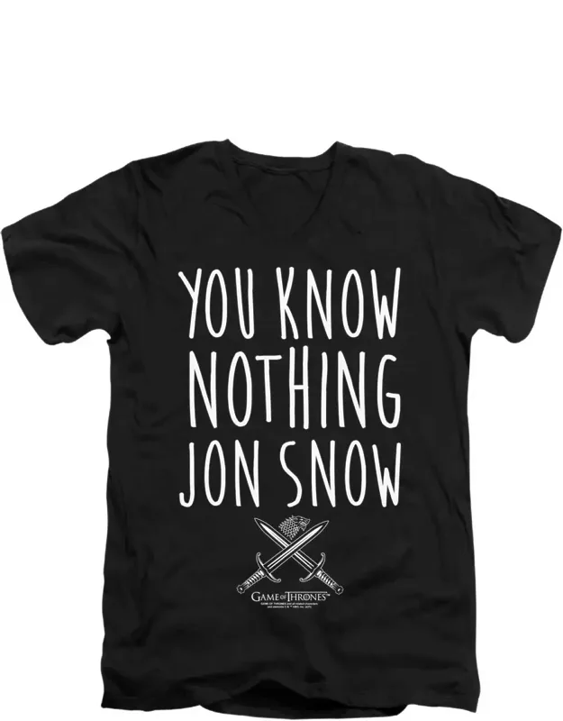Game Of Thrones You Know Nothing Jon Snow V Neck Premium Cotton T-shirt