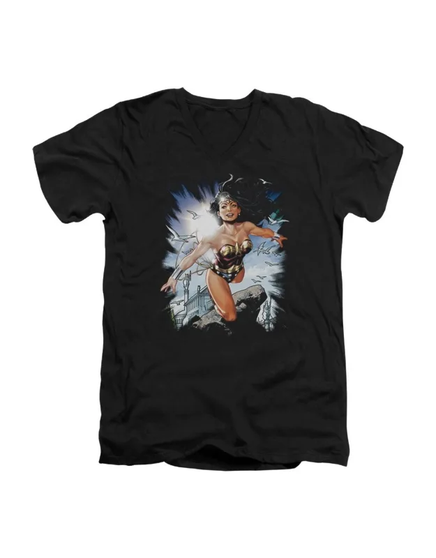 Justice League Of America Themyscira Short Sleeve V Neck Premium Cotton T-shirt