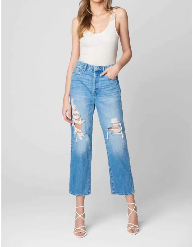 Straight Leg Ripped Jeans