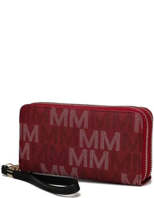 Hofstra M Signature Wallet Wristlet With Double Zippered Closure And 8 Card Slots