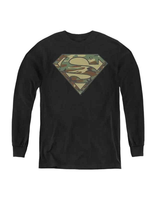 Superman Camo Logo Long Sleeve Tee