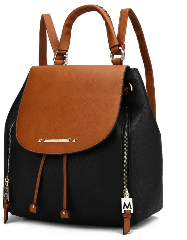 Kimberly Vegan Leather Fashion Backpack With Gold Tone Embellishments And Adjustable Straps