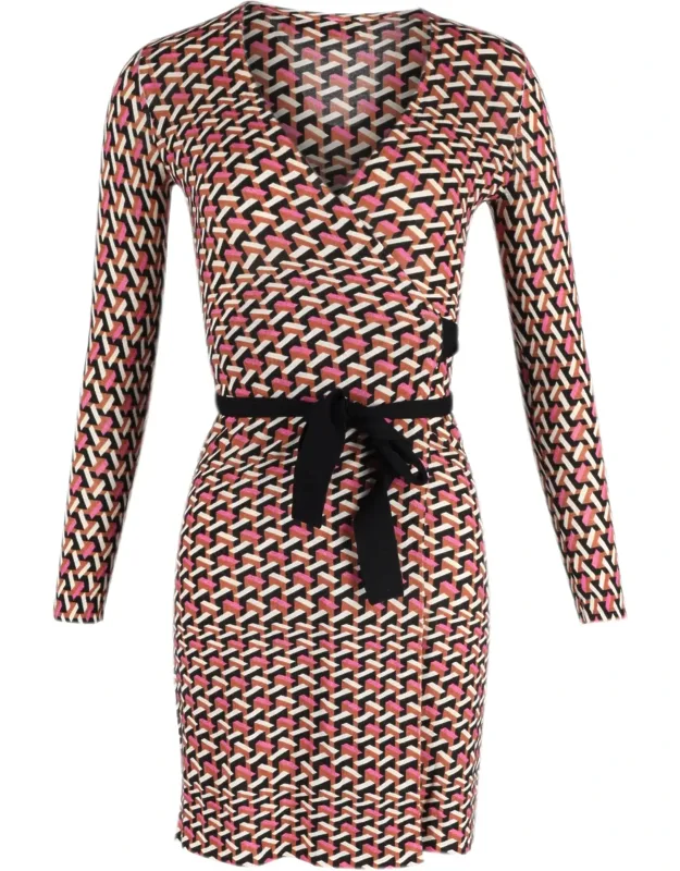 Geometric Print Wrap Dress In Viscose - Eye-catching Pattern, Flattering Design