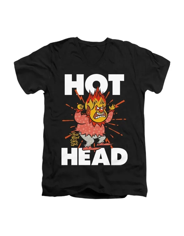 The Year Without A Santa Claus Hot Head V Neck Premium Cotton Tee