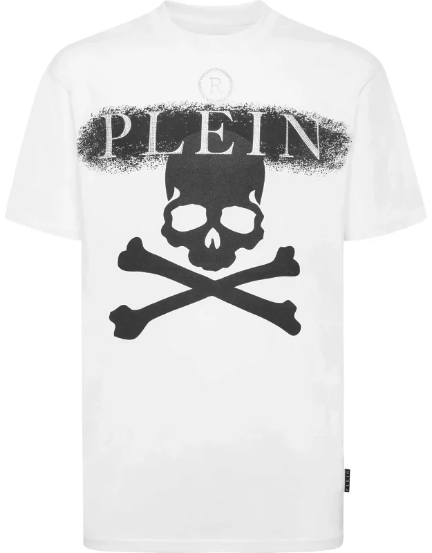 T-shirt Round Neck Ss With Skull & Bones And Rhinestone Applications