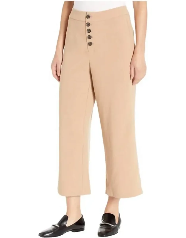 Riga Button Front Wide Leg Trousers