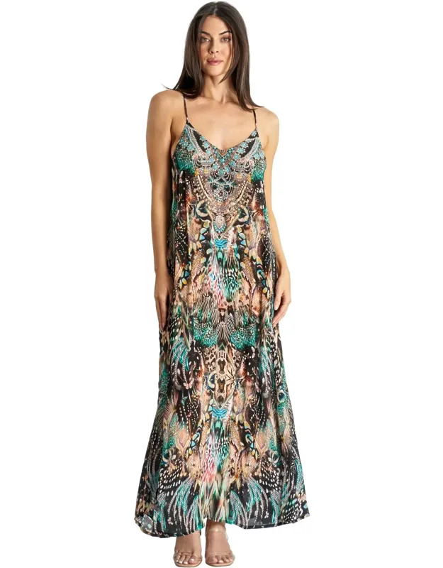 Lunetta T-back Maxi Dress, 52" From Shoulder To Hem, 38" Shortest Length