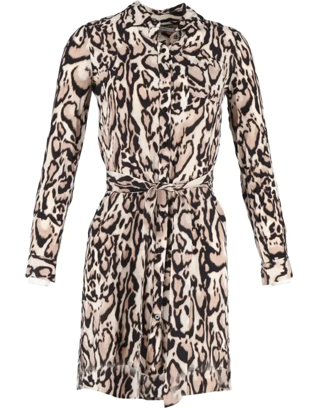 Leopard Drawstring Shirtdress