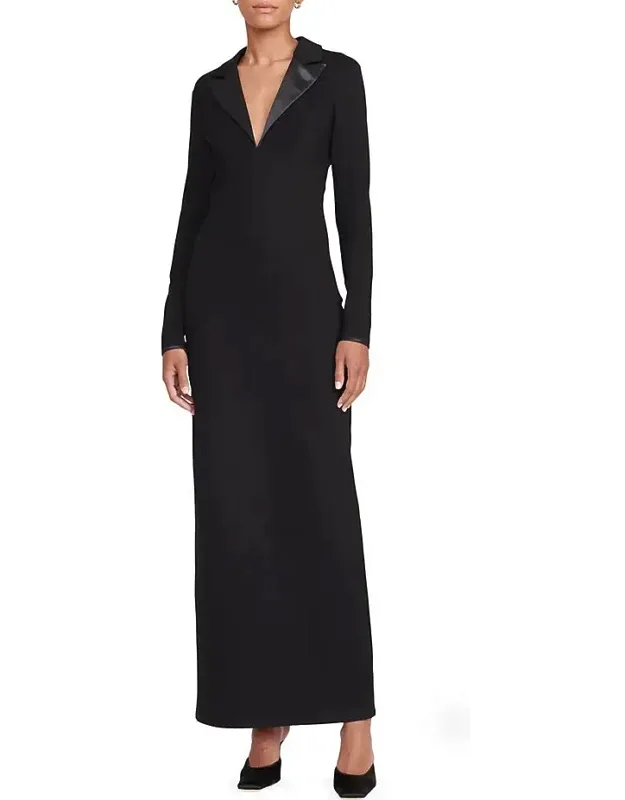 Humboldt Faux Leather Collar Maxi Dress
