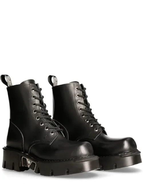 M-li084n-s Leather Platform Boots With Metal Detailing And Chunky Profile