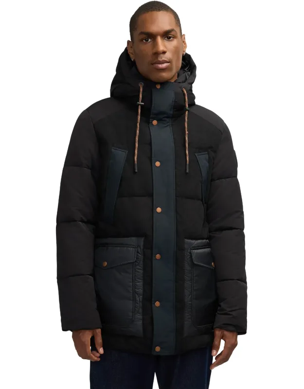 Arza Mixed Media Quilted Parka With Adjustable Hood