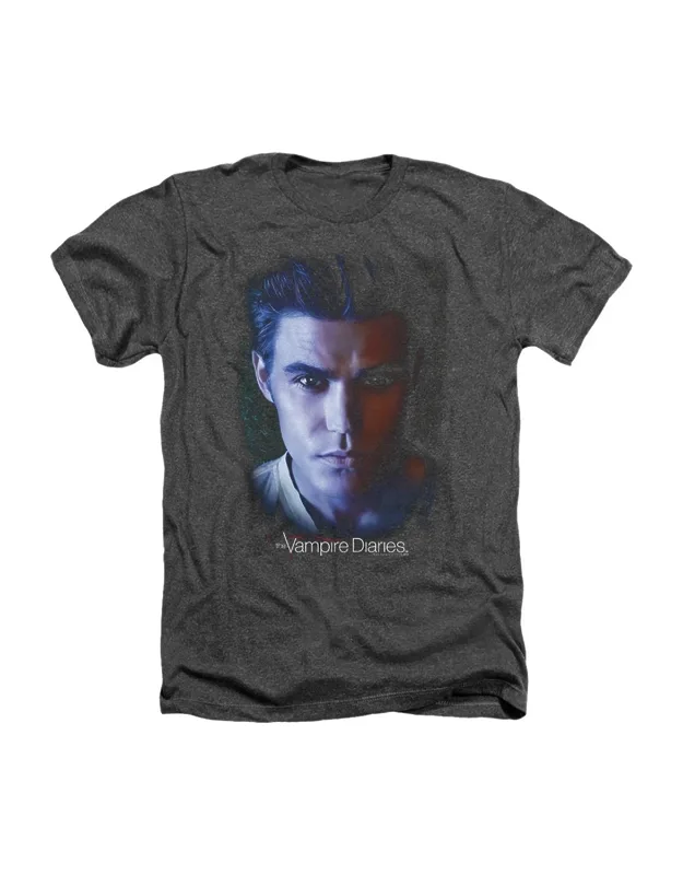 _vampire Diaries Stefan Adult Heather Tee / T-shirt - Stylish For Everyday Wear, 50% Cotton And 50% Polyester_