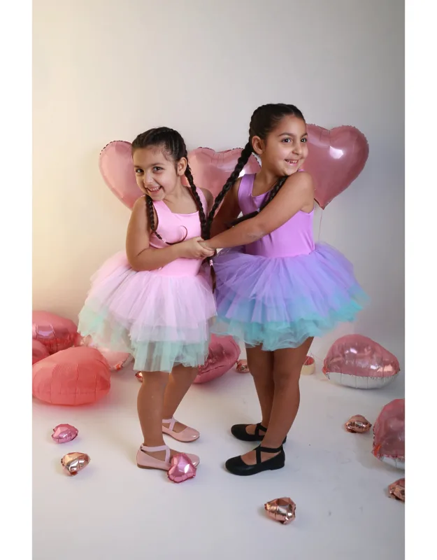 Tutu Dress With Thin Sleeves And Square Neck