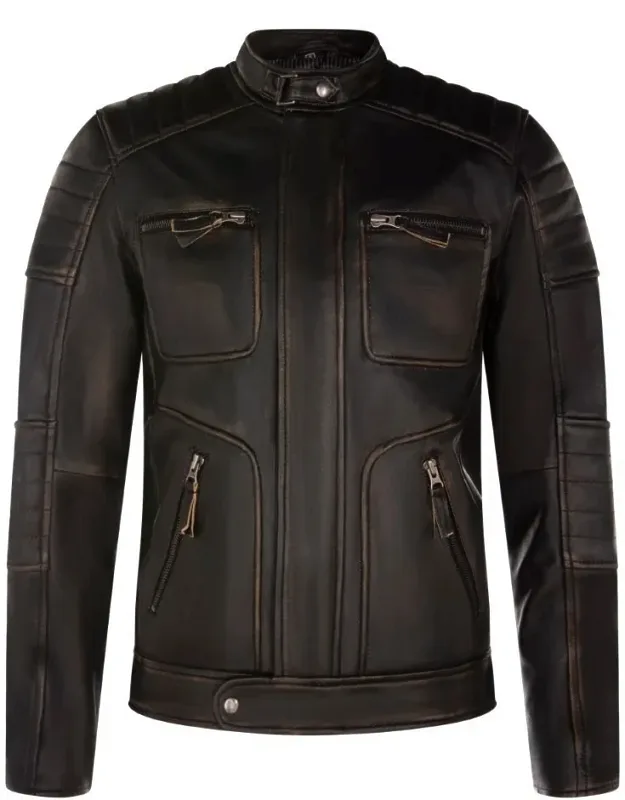 Vintage Leather Retro Biker Jacket