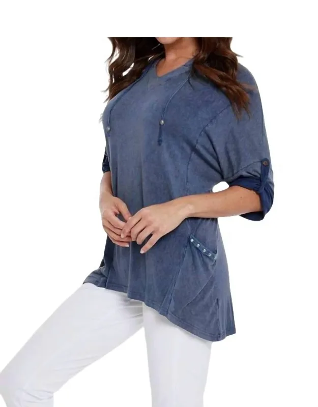 Hooded Drawstring Tunic Top