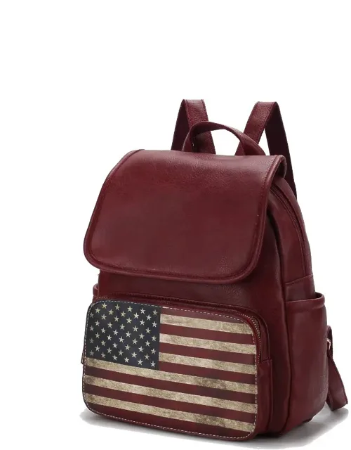 Regina Printed Flag Vegan Leather Backpack