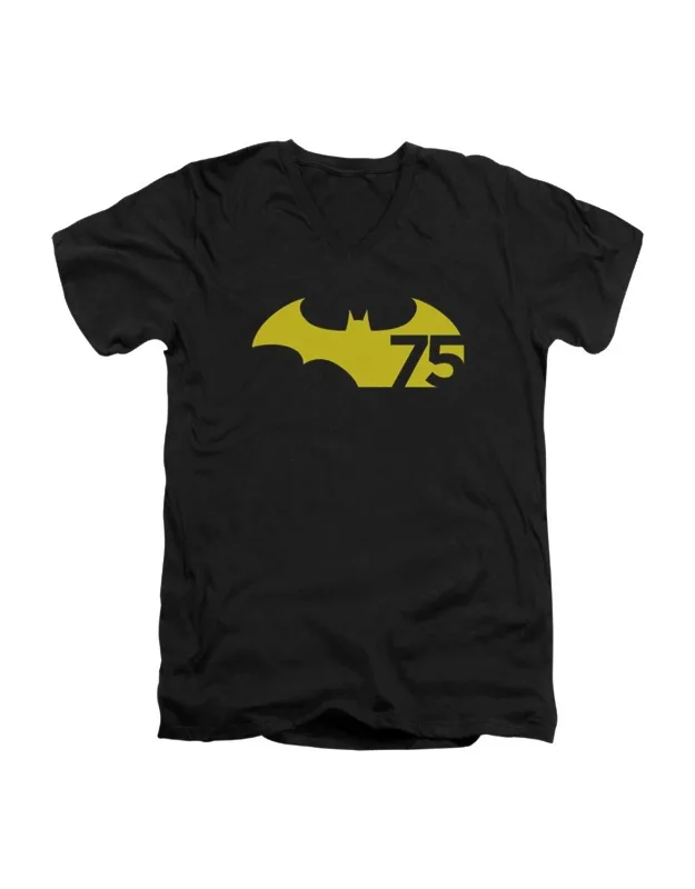 Batman 75 Logo 2 Short Sleeve V Neck Premium Cotton T-shirt
