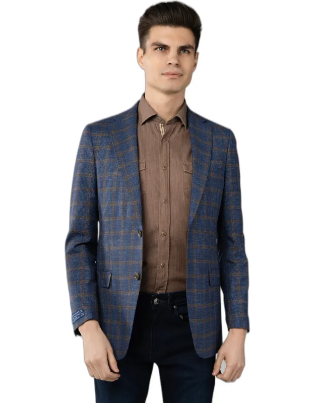 Navy Plaid Sportcoat, Timeless Sophistication, Tailored Fit
