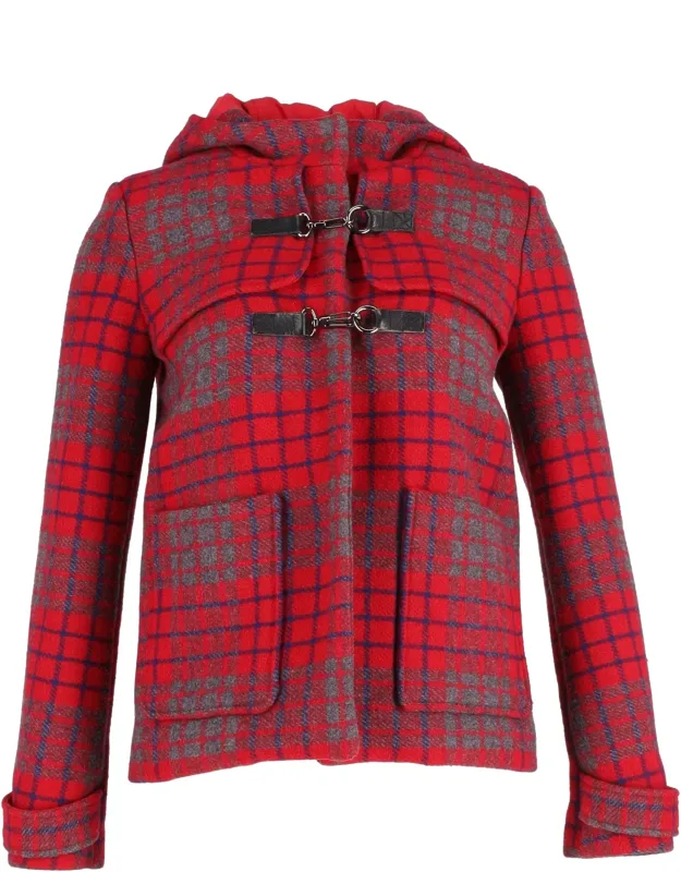 Hooded Checkered Coat