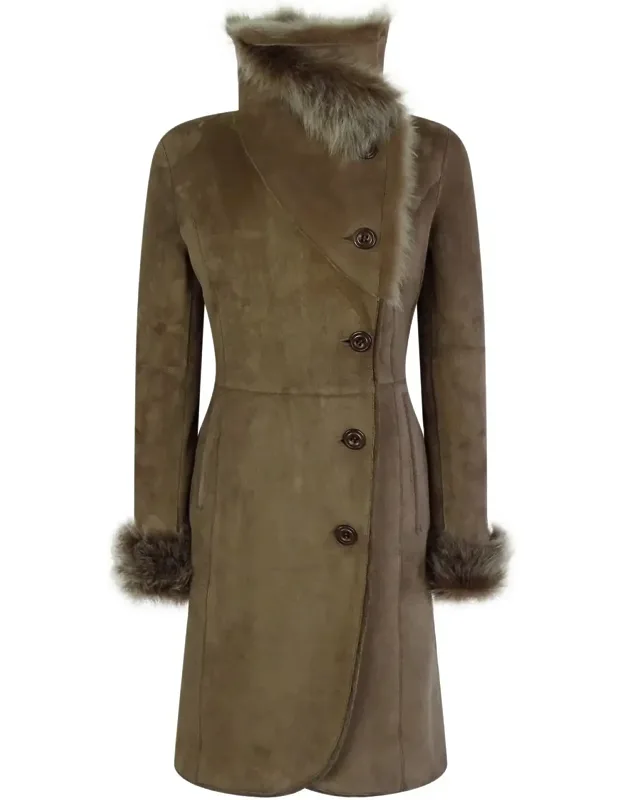 Sheepskin Suede 3/4 Long Trench Coat