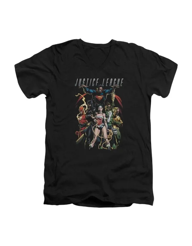 Justice League Of America Dark Days Short Sleeve V Neck Premium Cotton T-shirt
