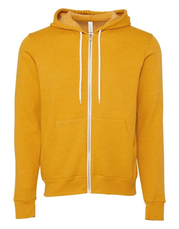 Sponge Fleece Full-zip Hoodie With Ribbed Cuffs And Split-pouch Pocket