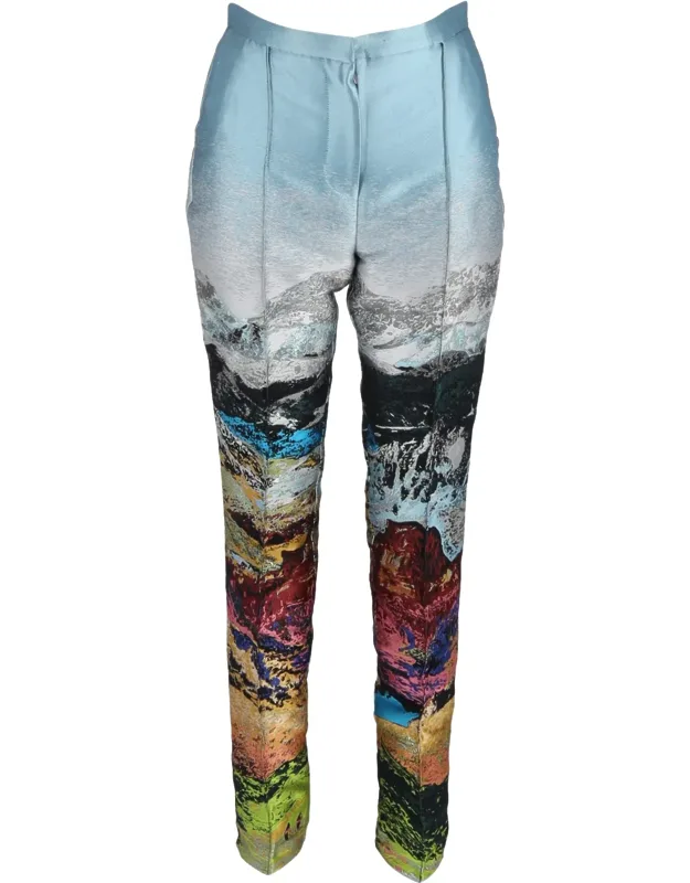 Embroidered Print Trousers