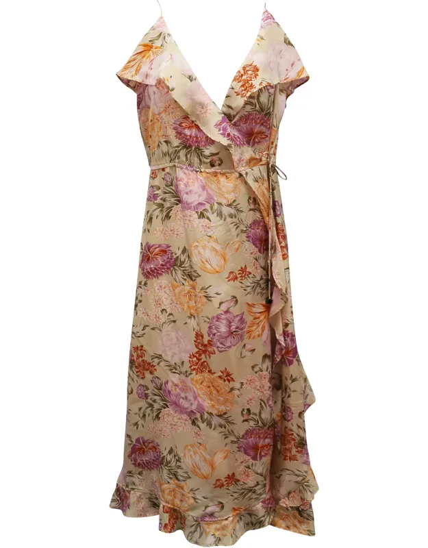 Wrap Dress In Floral Silk