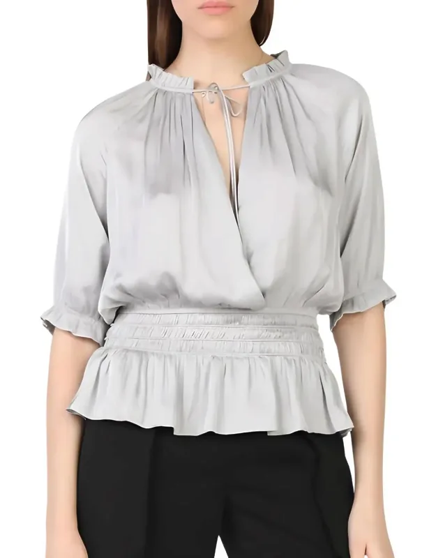3/4 Sleeve Rouched Waist Top
