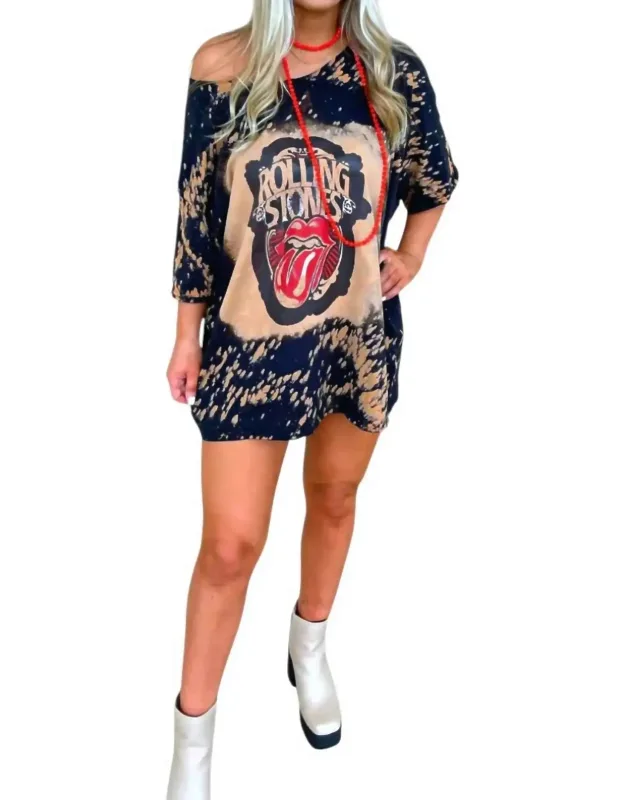 Stones Off-shoulder T-shirt Dress