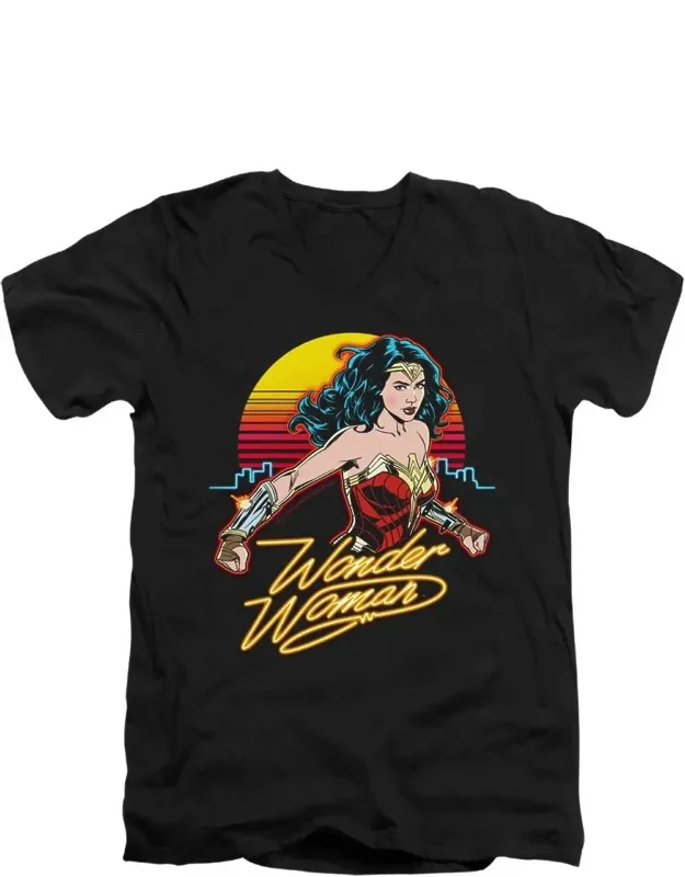 Wonder Woman 84 Skyline V Neck Premium Cotton Tee