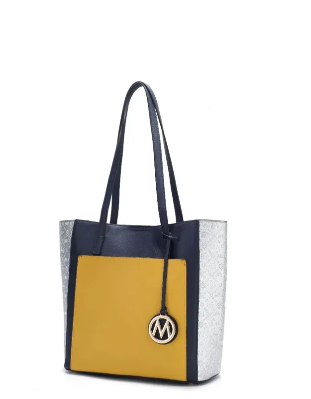 Leah Vegan Leather Color-block Tote Bag