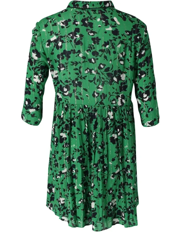 Floral Button-front Gathered Skirt Mini Dress