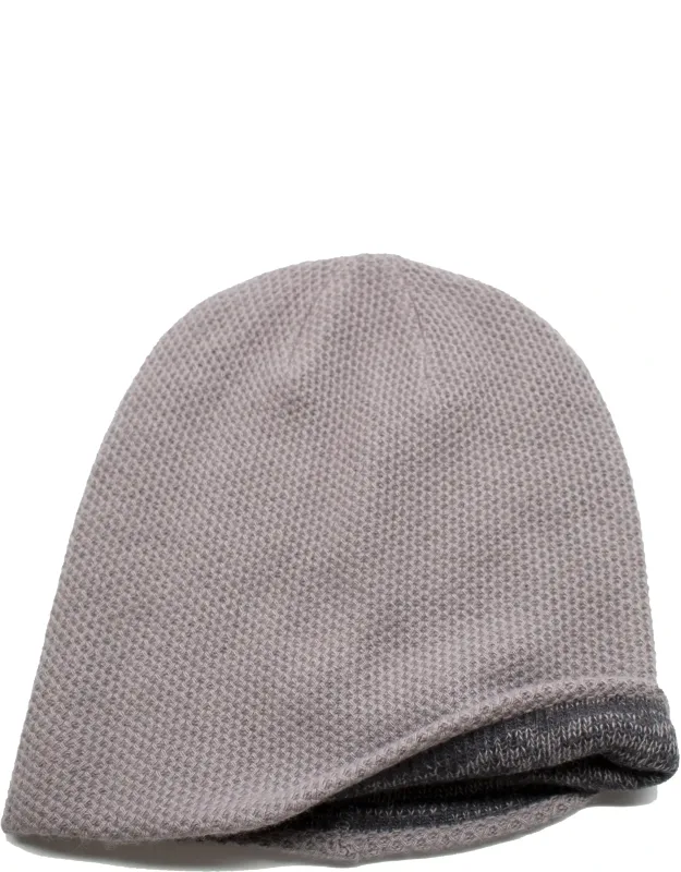 Cashmere Reversible Slouchy Hat - Honeycomb Stitch & Tweed Design