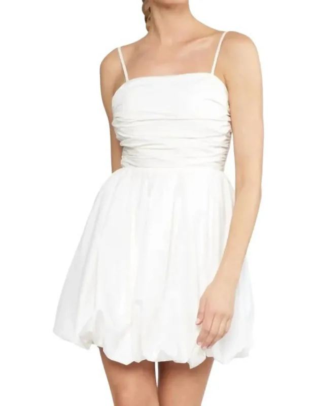 Spaghetti Strap Ruched Bubble Mini Dress