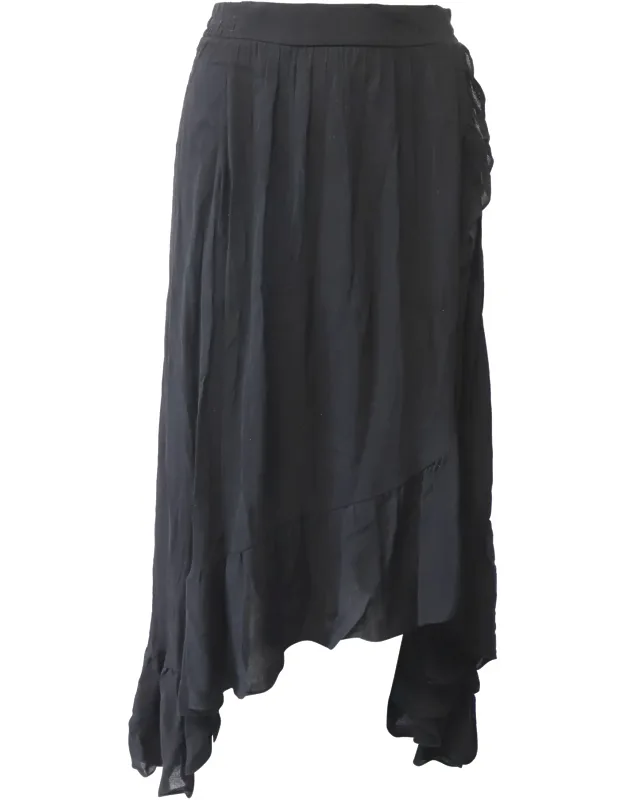 Wrap-over Crepe Midi Skirt