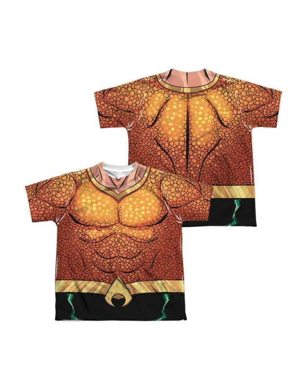 Justice League Of America Aquaman Rebirth Uniform (front/back Print) Short Sleeve Poly Crew Tee / T-shirt