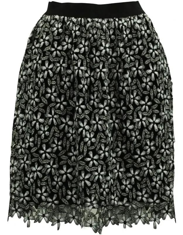 Floral Guipure Lace Midi Skirt