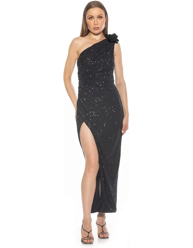 Alessi Dress With High Slit And Flower Detail