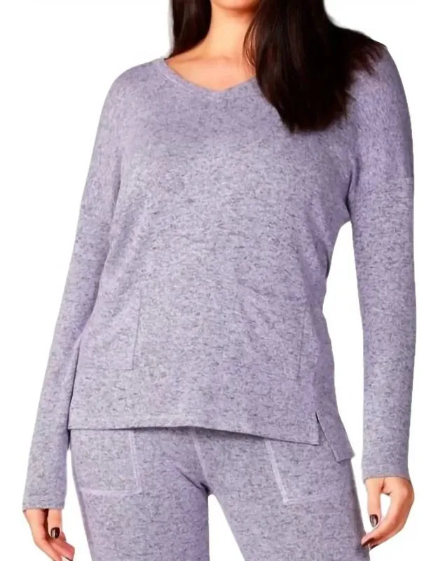 Melange V-neck Top
